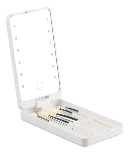 Espejo Luz Led Con Brochas Rotación 360