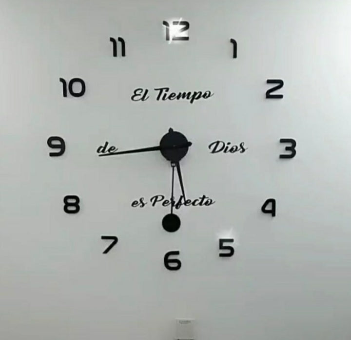 RELOJ 3D 100X100CM PENDULO+ FRASE VINILO