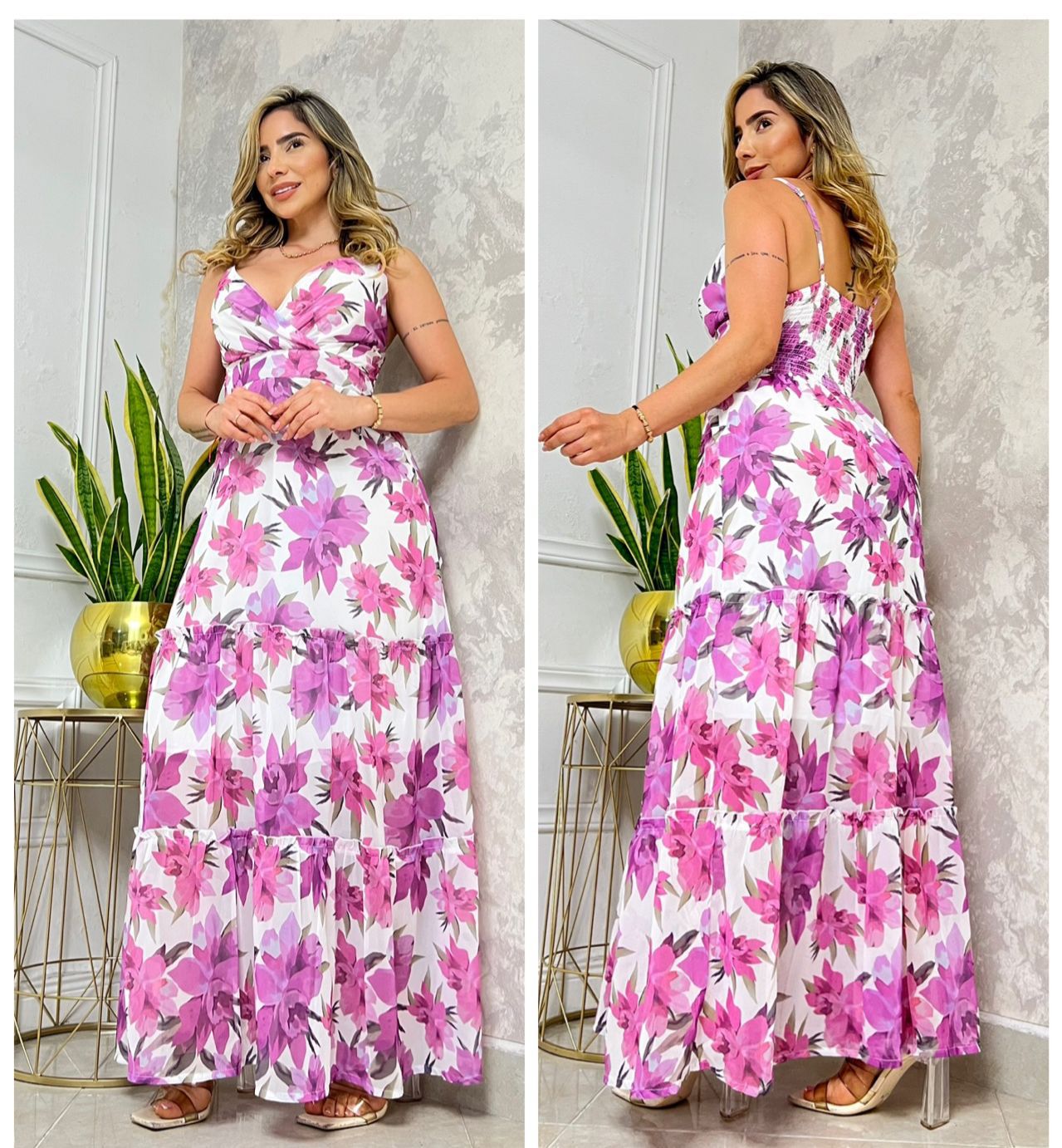 VESTIDO LARGO ROSA 6491