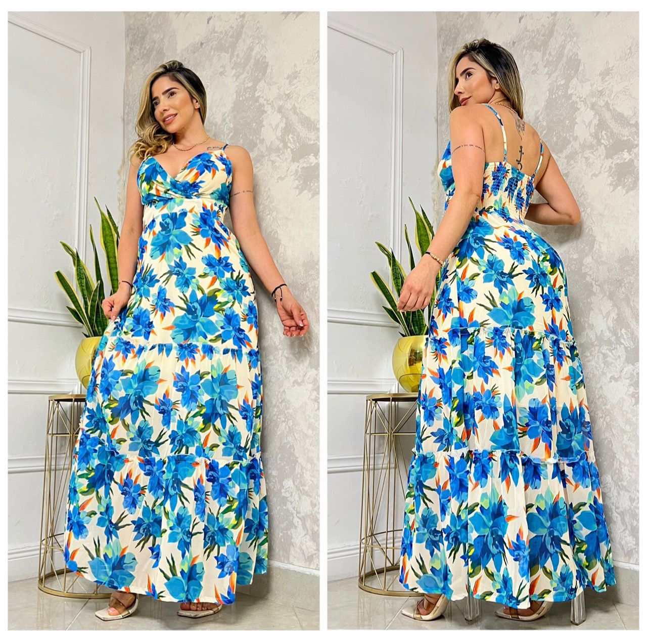 VESTIDO LARGO ROSA 6491