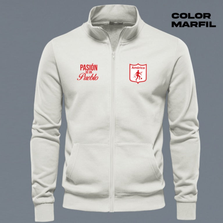 BUZO CUELLO ALTO AMERICA LOGOS BORDADOS