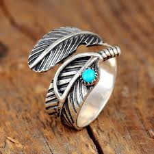 BOHO PLUMA TURQUESA ANILLO