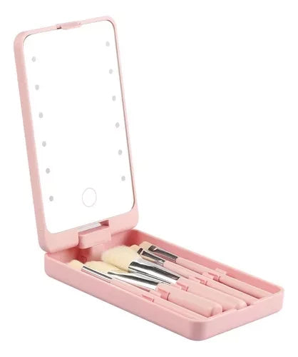 Espejo Luz Led Con Brochas Rotación 360