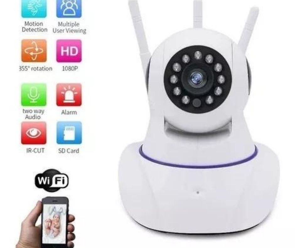Cámara Robótica Seguridad Wifi 3 Antenas